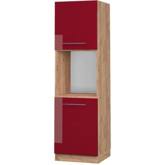 Vicco Armario Para Horno Empotrado Fame-line, Rojo Burdeos Alto Brillo, 60 Cm Abierto