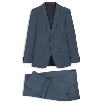 BOSS Three-piece slim-fit suit in patterned stretch wool