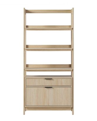 Walker Edison Transitional Wide Reeded Bookshelf With Drawers On Bottom