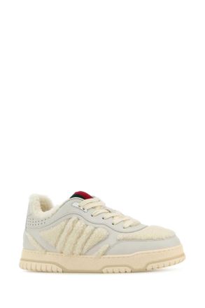 Gucci Mens White Leather And Teddy Re-Web Sneakers Zwhgrwhzwhvrv