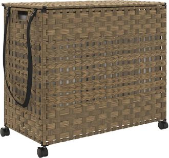 vidaXL Cesto para ropa sucia con ruedas ratán 66x35x60 cm vidaXL