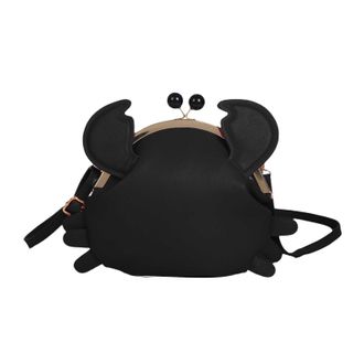 Generic Womens Crab Bag Funny Animal Crossbody Bag Casual Womens Bag PU Leather Shoulder Bag Leather Messenger Bag with (Black, One Size)