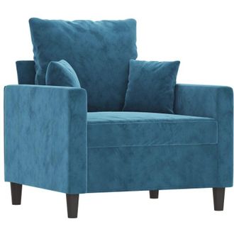 vidaXL Poltrona Blu 60 cm Velluto Vidaxl
