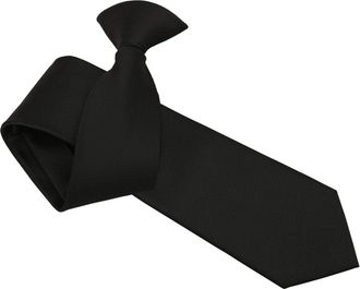 DQT Men Plain Solid Check Wedding Formal Casual Groom Best Man Office Security Easy to Wear Clip On Tie - Black