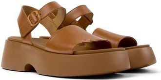 Camper Tasha Ankle Strap Wedge Sandal in Medium Brown at Nordstrom, Size 36