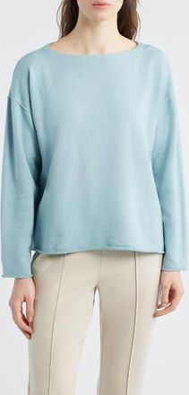 Eileen Fisher Bateau Neck Boxy Top in Seafoam at Nordstrom, Size X-Large