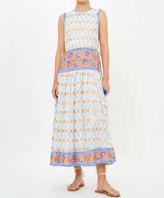 Oliphant Sleeveless Piped Maxi Dress In Geneva Blue