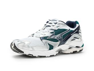 Mizuno Wave Rider 10 Shoes White/Baritone Blue : Mens 11.5 - Womens 13 Medium, Leather/Synthetic/Textile