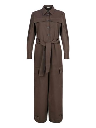P.A.R.O.S.H. belted jumpsuit - women - Fabric - S - Brown