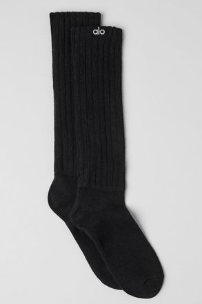 Alo | Scrunch Socks in Black, Size: Medium