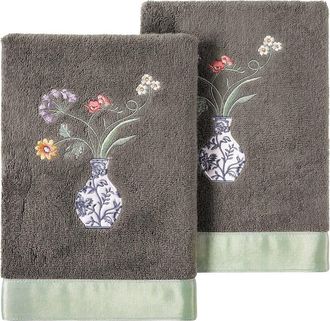 Linum Home Textiles 100% Turkish Cotton Stella 2Pc Embellished Hand Towel Set