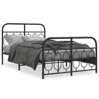 Berkfield Home Metal Bed Frame without Mattress with Footboard Black 120x190cm | Size: 120x190 cm