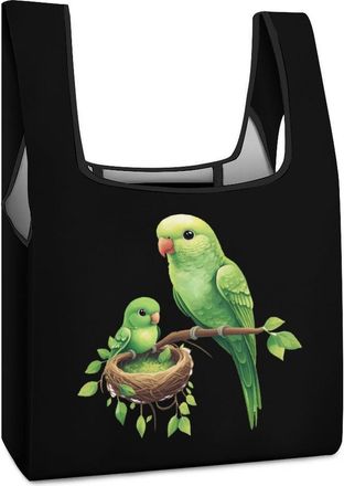 Generic Parakeet Parrots Print Shopping Bag Reusable Grocery Tote Bag Foldable Handbag for Travel Picnic