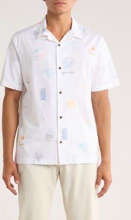 Travis Mathew Hawaiian Kitchen Camp Shirt in White at Nordstrom Rack, Size Xx-Large