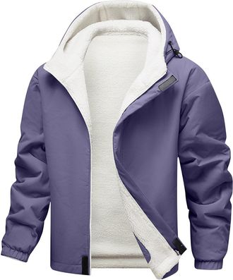 Generic Mens Winter Fleece Hoodie, Zip up Sherpa Thermal Jackets Fleece Lined Jacket Autumn Winter Coat Windbreak Sweatshirt Warm Sports Cardigan, Plush Thick