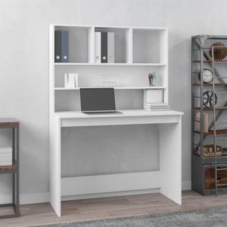 vidaXL Vidaxl - Scrivania Con Mensole Bianca 102x45x148 Cm In Legno Multistrato