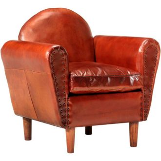 vidaXL Sill&oacute;n 77x65x79 Cm De Cuero Marr&oacute;n Genuino