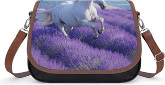 Generic Purple Lavender And Horse Crossbody Bags for Women Shoulder Messenger Bag Purse Handbags