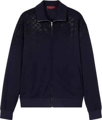 Gucci Technische Jersey Ritshouder met Kristallen - Heren - Zomerjassen - Blauw - XL - Katoen - Jassen