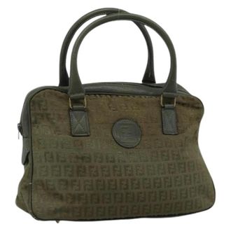 Fendi Pre-owned Zucchino Canvas Hand Bag - Dames - Vintage Handtas - Groen - ONE Size - Leer - Vintage
