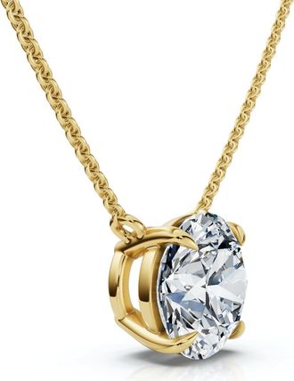 Pompeii3 1Ct Floating Solitaire Diamond Pendant 14k Gold Womens 18 Necklace Lab Grown