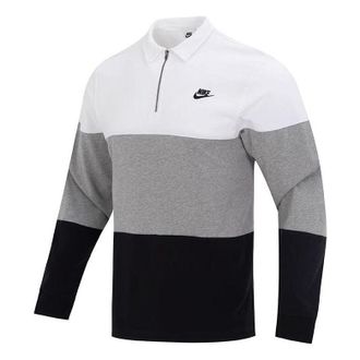 Nike Club Knit CB Long-Sleeve Top White Grey Black FB7798-100