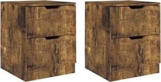 vidaXL Vidaxl - Mesitas noche 2 uds madera ingeniería roble ahumado 40x40x50 cm