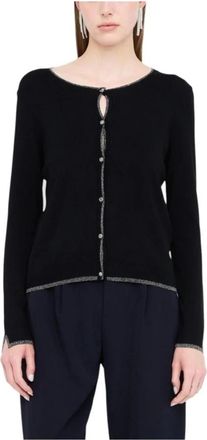 Liu Jo Zwarte Button-Up Gebreide Trui met Ronde Hals - Dames - Vesten - Zwart - XS - Wol - Truien & Vesten