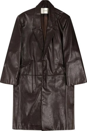 Entire studios single-breasted leather coat - Brown