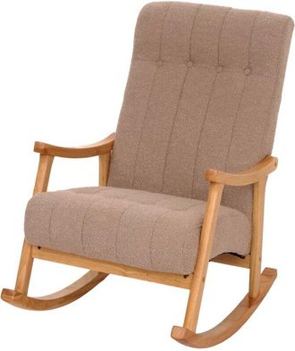 Hhg Silla Mecedora Hhg 862, Sill&oacute;n Relax, Madera Mvg, Tejido Boucl&eacute; (450 G/m&sup2;), Gris Topo, Estructura Natural