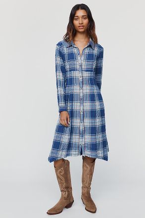 Pilcro Plaid Waisted Midi Shirtdress