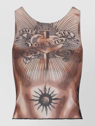 Jean Paul Gaultier printed sleeveless mesh tank top