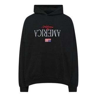 Willy Chavarria Hoodies, male, Black, Size: S Cotton Sweatshirt with Front Embroidery