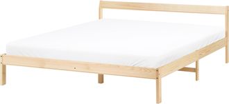Beliani Cama Con Somier Estilo Minimalista De Madera De Pino 160 X 200 Cm Marr&oacute;n Claro Madone