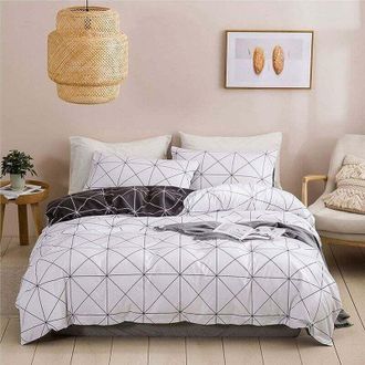 OEM Juego De Ropa De Cama Para Adultos, Funda N&oacute;rdica Con Cierre De Cremallera, Funda N&oacute;rdica Geom&eacute;trica, Blanco, Gris Y Negro (blanco, 220 X 240 Cm)