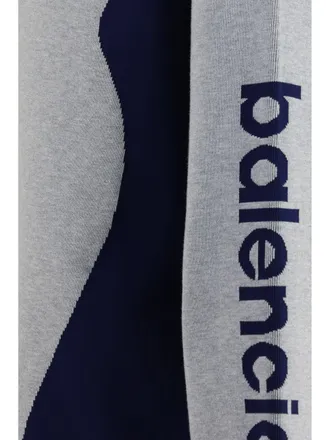 Balenciaga Mens Zip Knit Sweater Bodys Grey-Navy Cotton Grey/navy