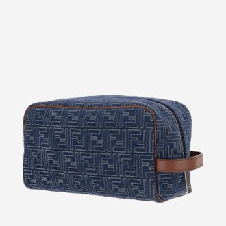 Fendi FF-Monogram Cotton Clutch - Navy