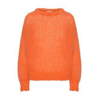 Americandreams Leonnie Alpaca Cropped Pullover - Dames - Ronde hals truien - Oranje - XL - Wol - Truien & Vesten