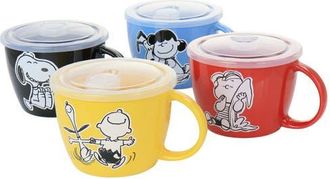 Gibson 70th Anniversary 4 Piece Stoneware 23.5oz Soup Bowl Set with Vented Lids in Assorted at Nordstrom