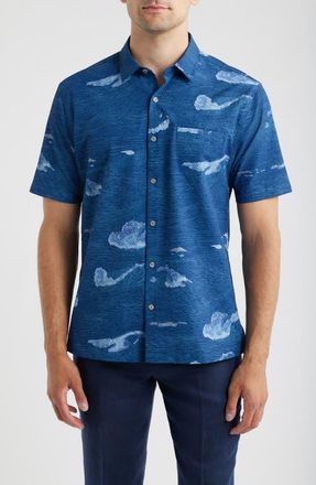 Tori Richard Honu Sighting Performance Pucker Shirt in Navy at Nordstrom, Size X-Large