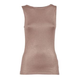 Majestic Filatures Majestic Filatures, Sleeveless Tops, female, Brown, Size: L T-shirt scollo a barchetta manica lunga