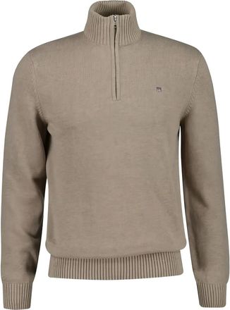 GANT Trui met halve rits - Beige