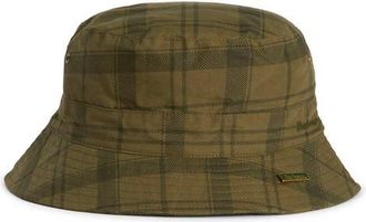 Barbour Transport Tartan Showerproof Waxed Cotton Bucket Hat in Dusky Green Tartan at Nordstrom, Size X-Large