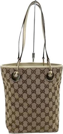 Gucci Pre-owned Shoulder Bags, female, Beige, Size: ONE SIZE Pre-owned Canvas gucci-bags