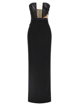 Nensi Dojaka Black Viscose Long Womens Dress