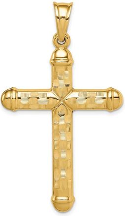 Diamond2Deal 14k Yellow Gold Hollow Diamond-cut Cross Pendant