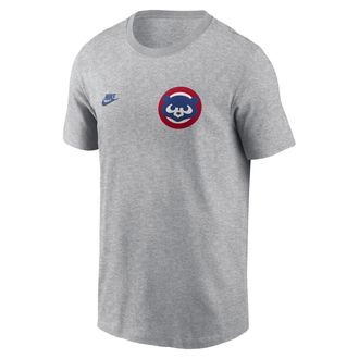 Nike Chicago Cubs Cooperstown 2-Hit Large Logo Nike Mens MLB T-Shirt in Grey | N19906GC78-VFA