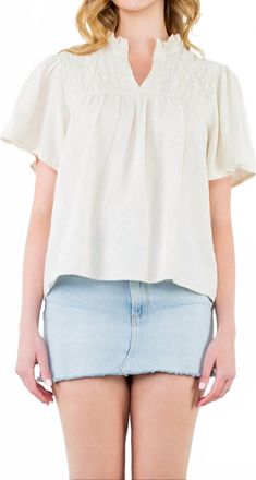 THML Clothing tune My Heart V-Neck Top In Cream