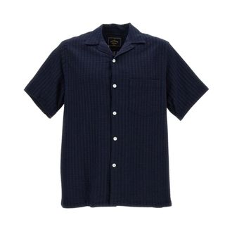 Portuguese Flannel Short Sleeve Shirts, male, Blue, Size: XL Mondego Shirt