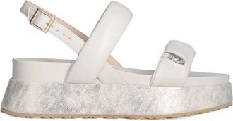 Liu Jo Platform Sandalen met Sierstenen - Dames - Sleehakken - Beige - 38 EU - Schoenen